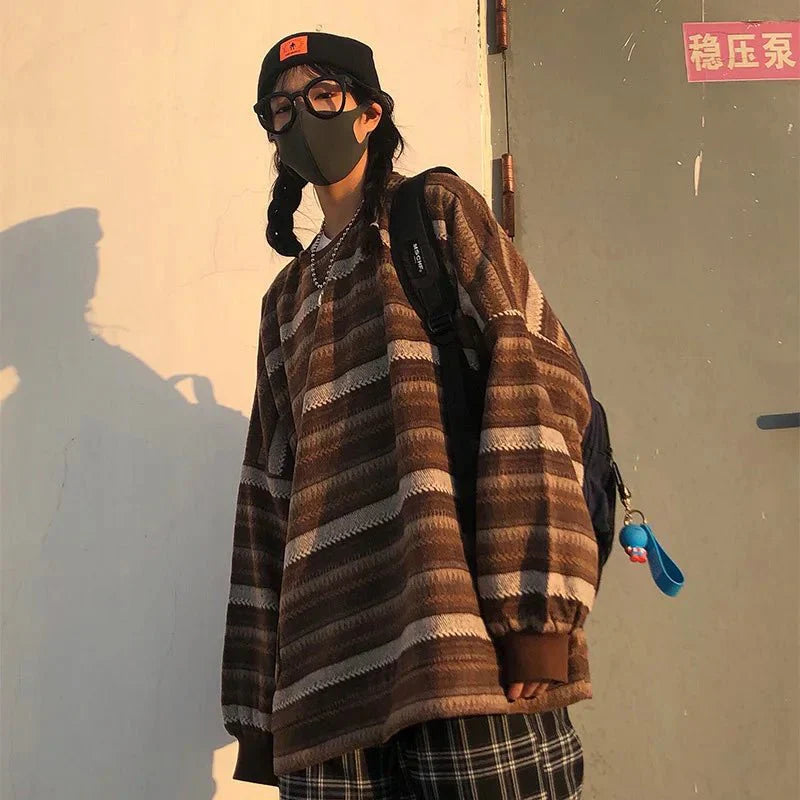 Margrethe | Dame Casual Stribet Oversized Sweater