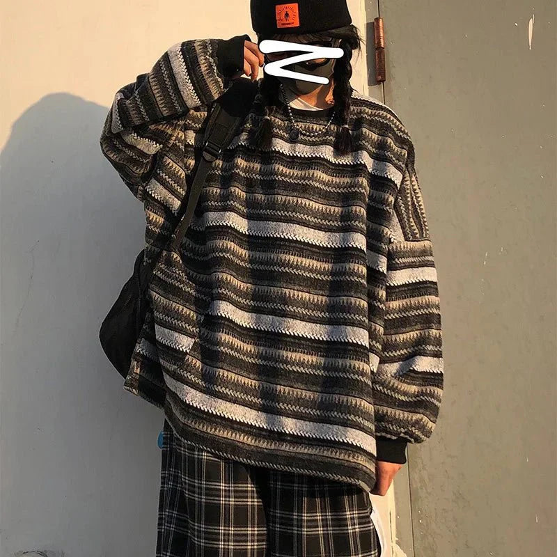 Margrethe | Dame Casual Stribet Oversized Sweater