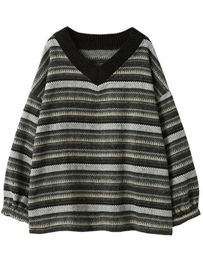 Margrethe | Dame Casual Stribet Oversized Sweater