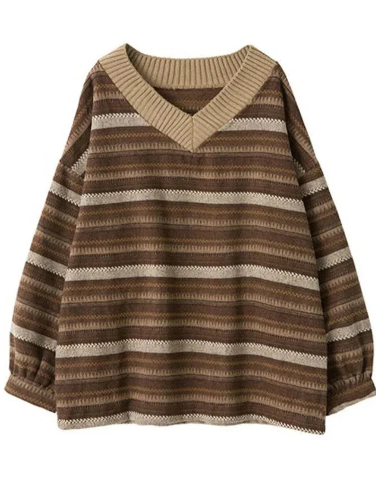 Margrethe | Dame Casual Stribet Oversized Sweater
