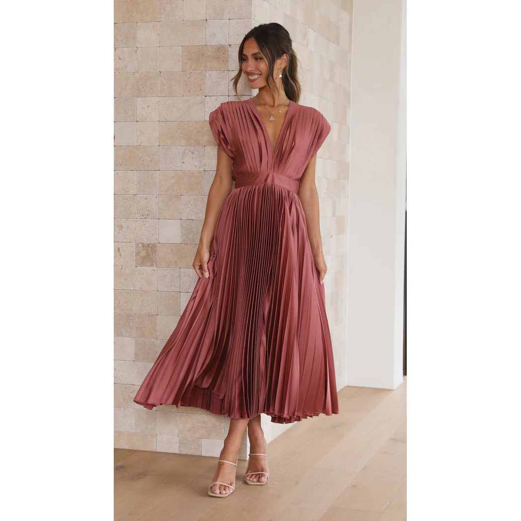 Lilian | Elegant Plisseret Lang Kjole