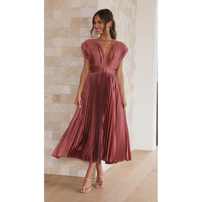 Lilian | Elegant Plisseret Lang Kjole
