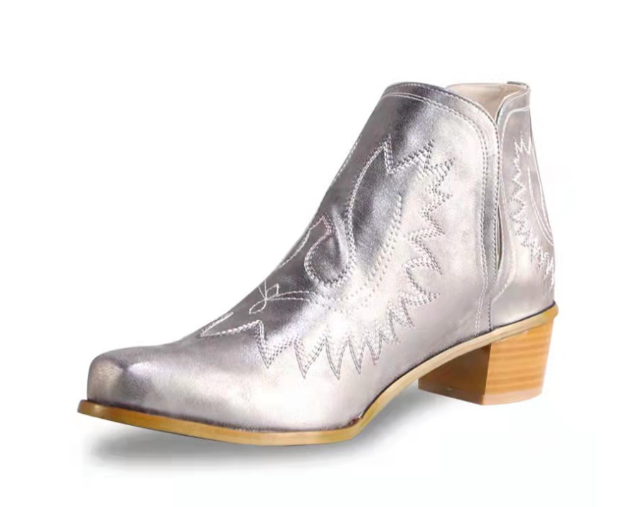 Edith | Dame Western Ankelstøvler med Broderi