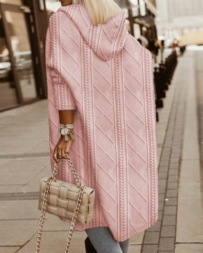 Josephine | Damen Winter Strickmantel mit Kapuze und Taschen