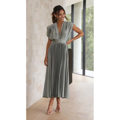 Lilian | Elegant Plisseret Lang Kjole