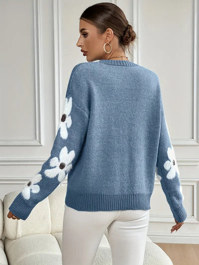 Karla | Dame Vinter Sweater med Blomstermønster