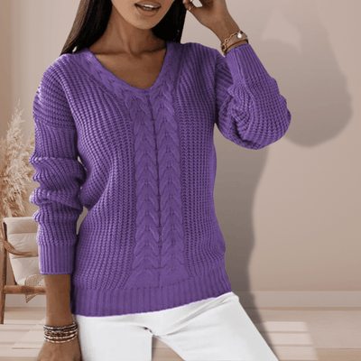 Karen | Dame V-Hals Kabelstrik Sweater