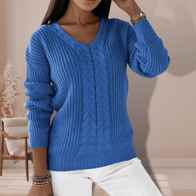 Karen | Dame V-Hals Kabelstrik Sweater