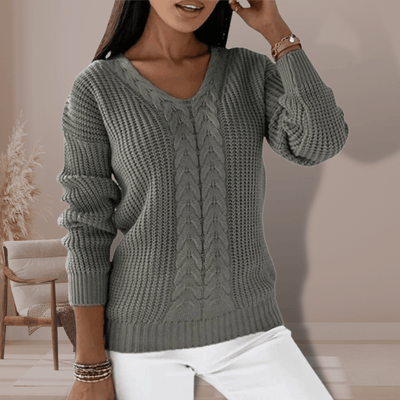 Karen | Dame V-Hals Kabelstrik Sweater