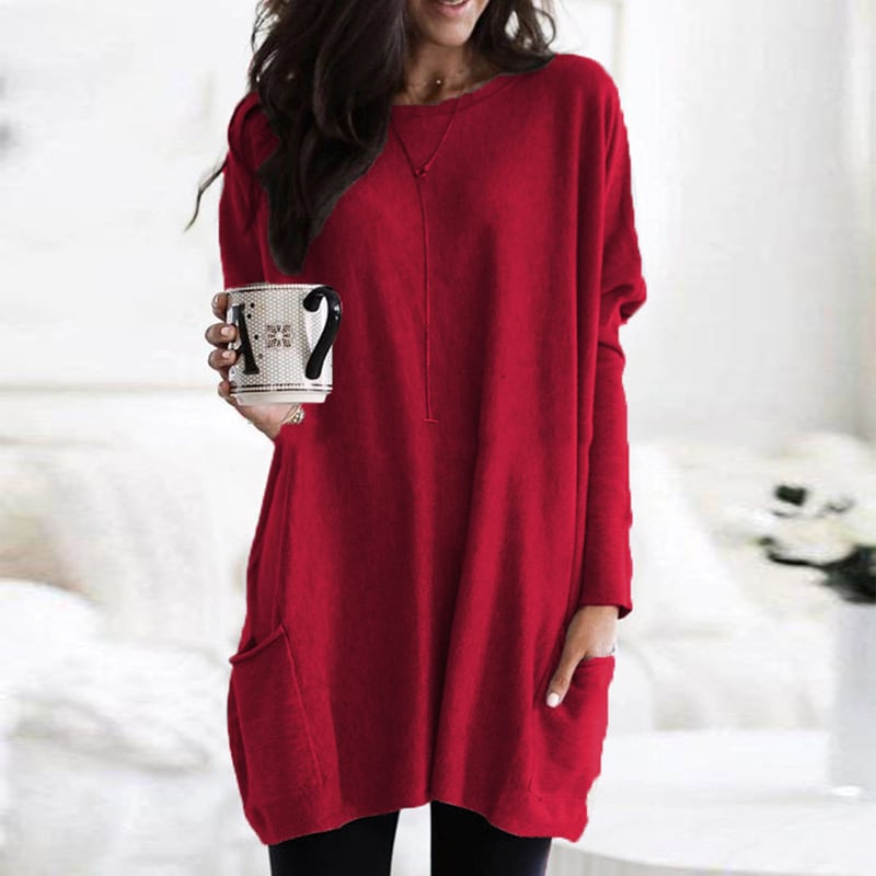 Sara | Dame Oversized Tunika Sweater med Lommer