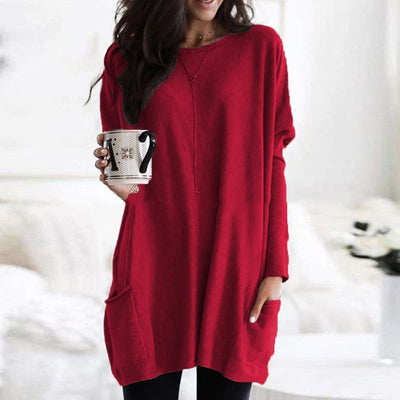 Sara | Dame Oversized Tunika Sweater med Lommer