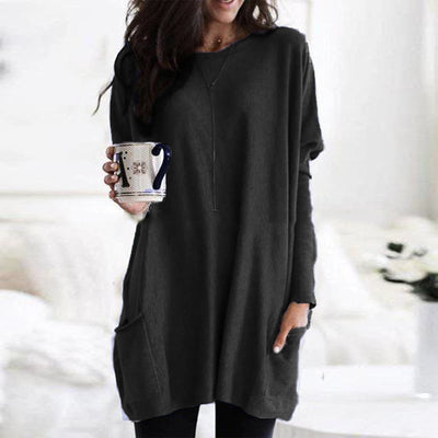 Sara | Dame Oversized Tunika Sweater med Lommer