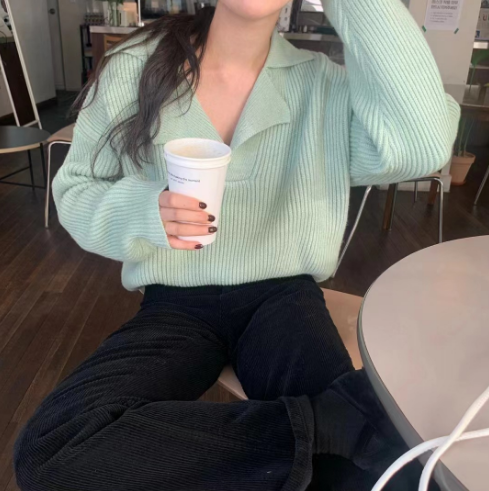 Bente | Vinter Dame Ribstrikket Sweater med Krave