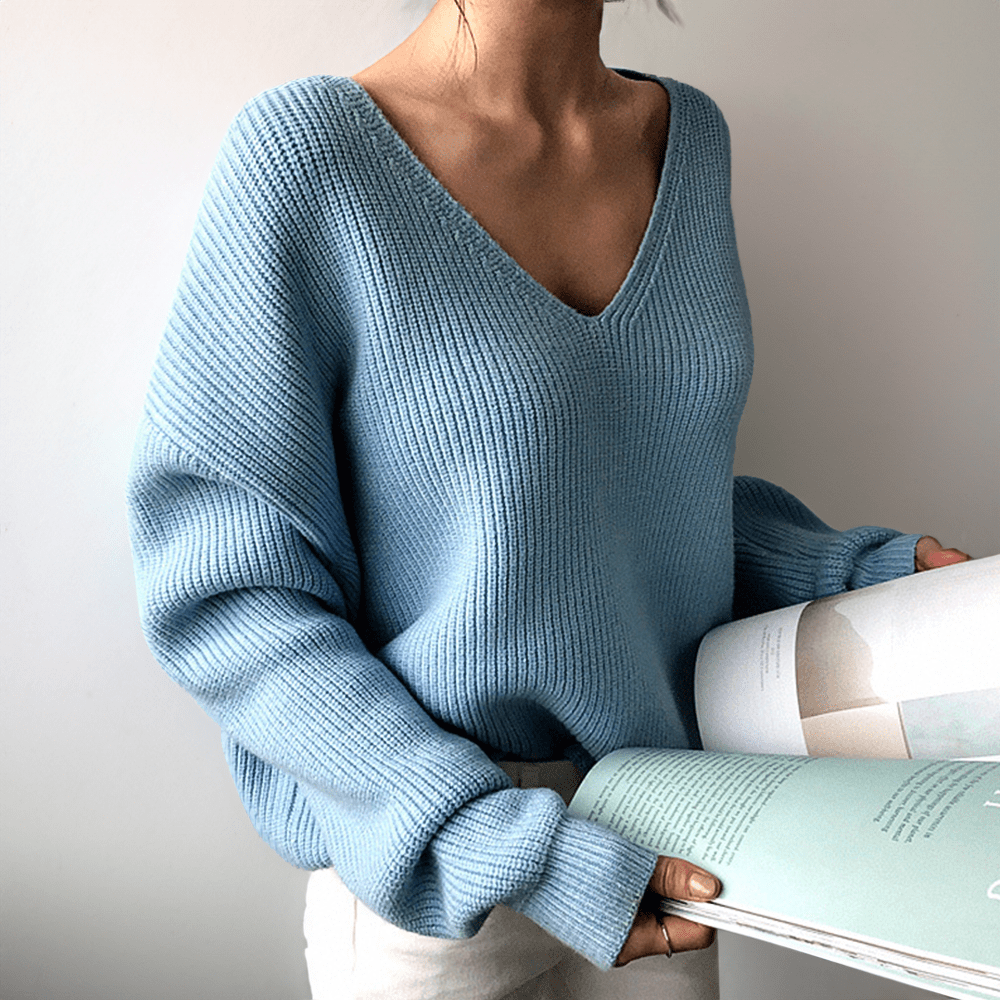 Ditte | Afslappet V-hals strikket sweater til kvinder