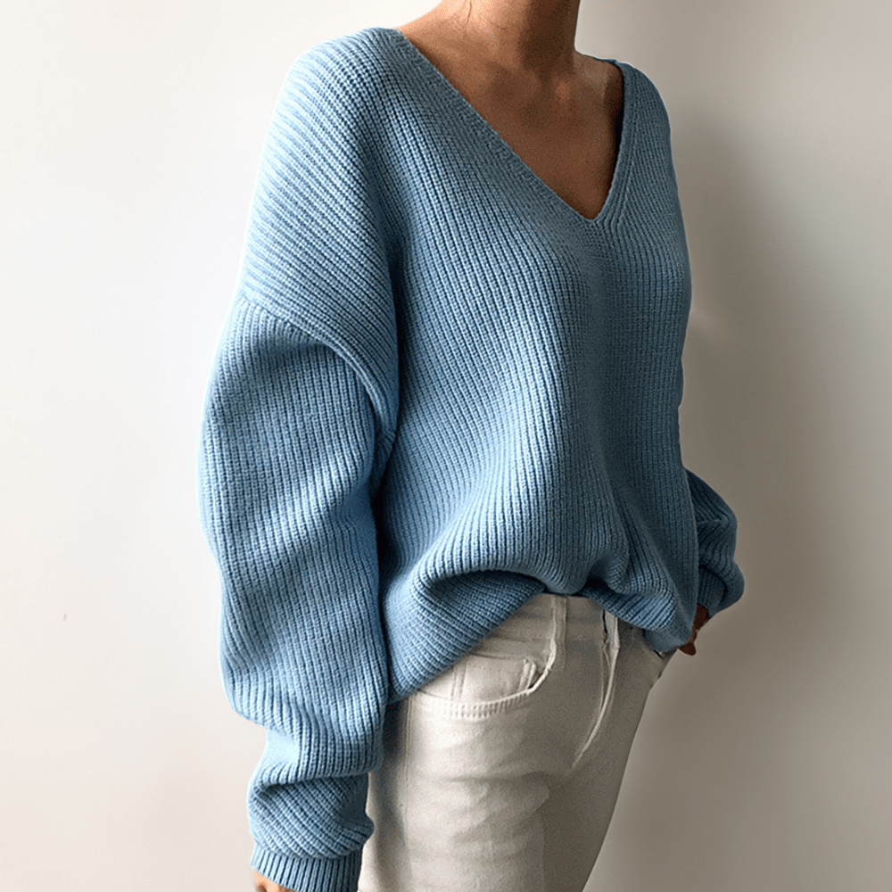 Ditte | Afslappet V-hals strikket sweater til kvinder