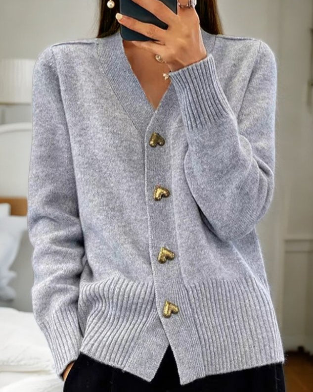 Maria | Elegant Strikket Cardigan med Knapper