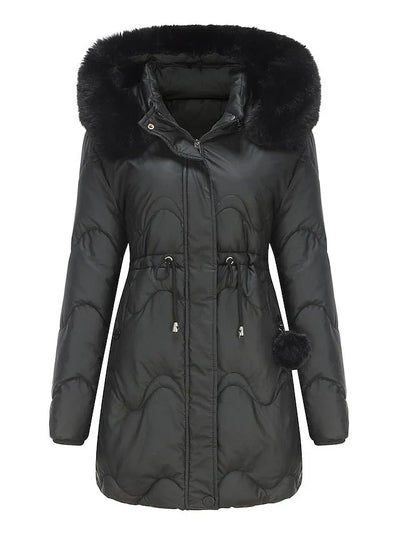 Christa | Dame Vinterparka med Kunstpels Hætte