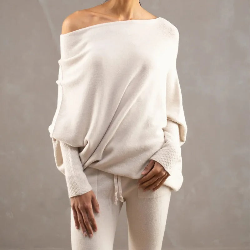 Johanne | Dame Off-Shoulder Sweater med Løs Pasform