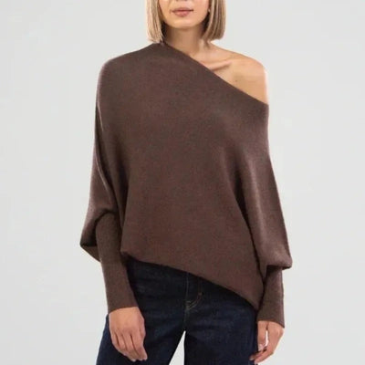 Johanne | Dame Off-Shoulder Sweater med Løs Pasform