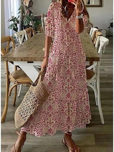 Agnete | Mønstret Maxi-kjole